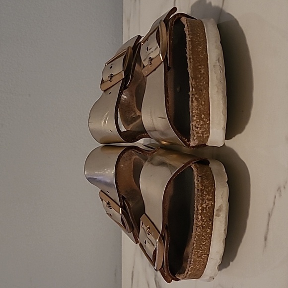 Birkenstock Arizona Leather Metallic Copper Sandals W7 M5 Casual Comfy Beach - Picture 3 of 16